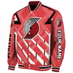 customized portland trail blazers chevron angles red varsity jacket best selling.webp