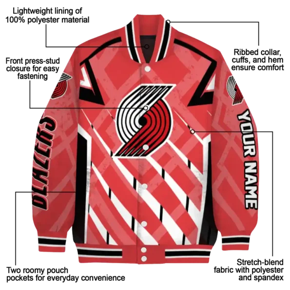 customized portland trail blazers chevron angles red varsity jacket new arrival.webp