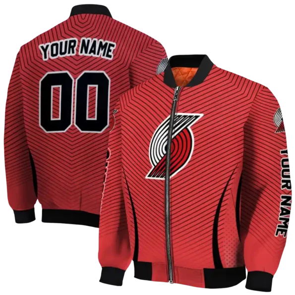 customized portland trail blazers chevron arrow red bomber jacket fashion forward