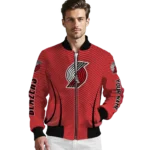 customized portland trail blazers chevron arrow red bomber jacket best selling