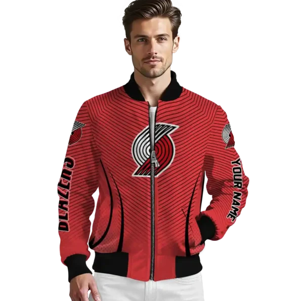 customized portland trail blazers chevron arrow red bomber jacket high quality