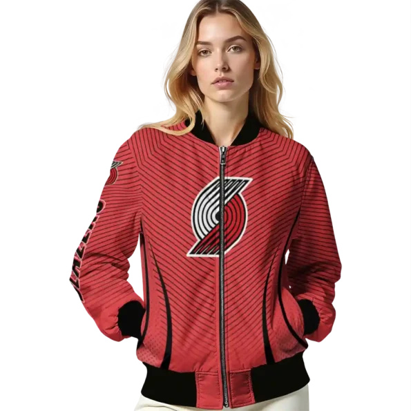 customized portland trail blazers chevron arrow red bomber jacket latest model
