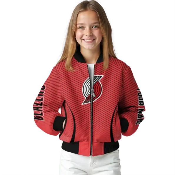 customized portland trail blazers chevron arrow red bomber jacket top rated