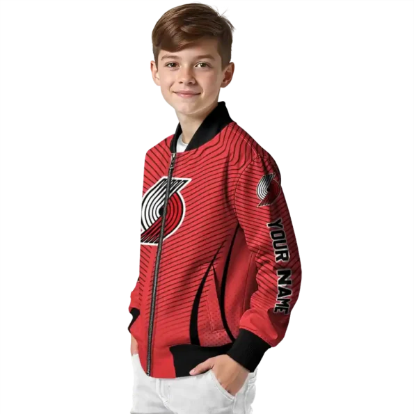 customized portland trail blazers chevron arrow red bomber jacket trendy