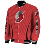 customized portland trail blazers chevron arrow red varsity jacket best selling.webp