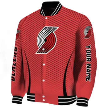customized portland trail blazers chevron arrow red varsity jacket best selling.webp