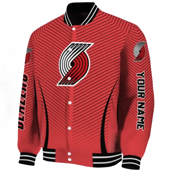 customized portland trail blazers chevron arrow red varsity jacket best selling.webp