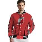 customized portland trail blazers chevron arrow red varsity jacket best selling.webp