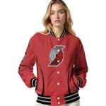 customized portland trail blazers chevron arrow red varsity jacket best selling.webp