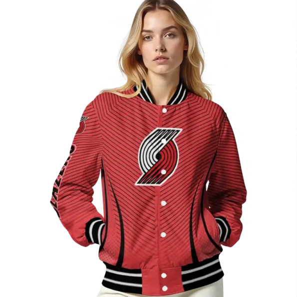 customized portland trail blazers chevron arrow red varsity jacket latest model.webp