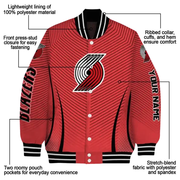 customized portland trail blazers chevron arrow red varsity jacket new arrival.webp