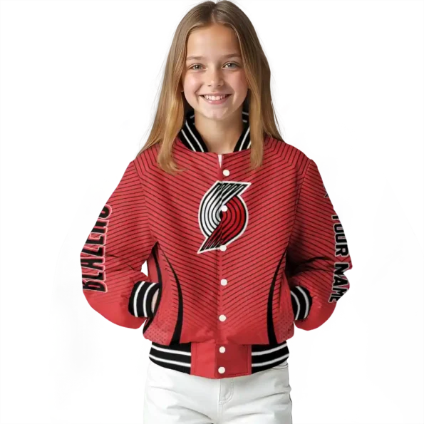 customized portland trail blazers chevron arrow red varsity jacket top rated.webp