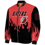 customized portland trail blazers flame border red black bomber jacket best selling