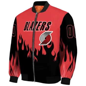 customized portland trail blazers flame border red black bomber jacket best selling