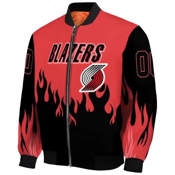 customized portland trail blazers flame border red black bomber jacket best selling