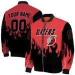 customized portland trail blazers flame border red black bomber jacket best selling