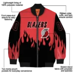 customized portland trail blazers flame border red black bomber jacket best selling
