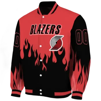 customized portland trail blazers flame border red black varsity jacket best selling.webp
