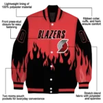 customized portland trail blazers flame border red black varsity jacket best selling.webp