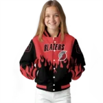 customized portland trail blazers flame border red black varsity jacket best selling.webp