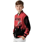 customized portland trail blazers flame border red black varsity jacket best selling.webp