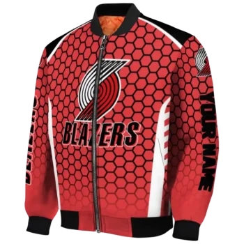 customized portland trail blazers hexagon grid red bomber jacket best selling