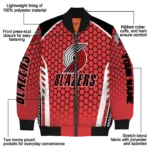 customized portland trail blazers hexagon grid red bomber jacket best selling