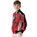 customized portland trail blazers hexagon grid red bomber jacket best selling