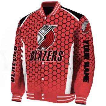 customized portland trail blazers hexagon grid red varsity jacket best selling.webp