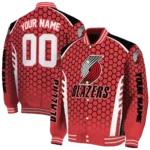 customized portland trail blazers hexagon grid red varsity jacket best selling.webp