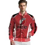 customized portland trail blazers hexagon grid red varsity jacket best selling.webp