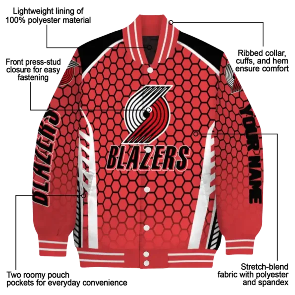 customized portland trail blazers hexagon grid red varsity jacket new arrival.webp