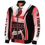 customized portland trail blazers mesh effect red black bomber jacket best selling