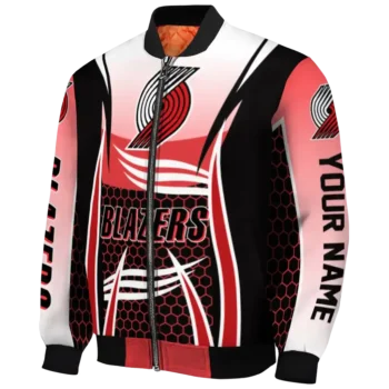 customized portland trail blazers mesh effect red black bomber jacket best selling