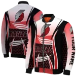 customized portland trail blazers mesh effect red black bomber jacket best selling