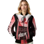 customized portland trail blazers mesh effect red black bomber jacket best selling