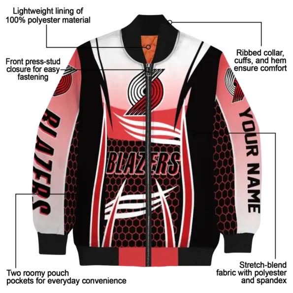 customized portland trail blazers mesh effect red black bomber jacket new arrival