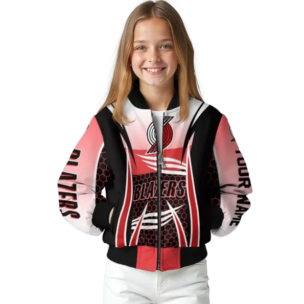 customized portland trail blazers mesh effect red black bomber jacket top rated