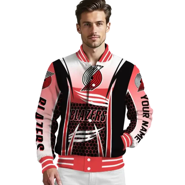 customized portland trail blazers mesh effect red black varsity jacket high quality.webp