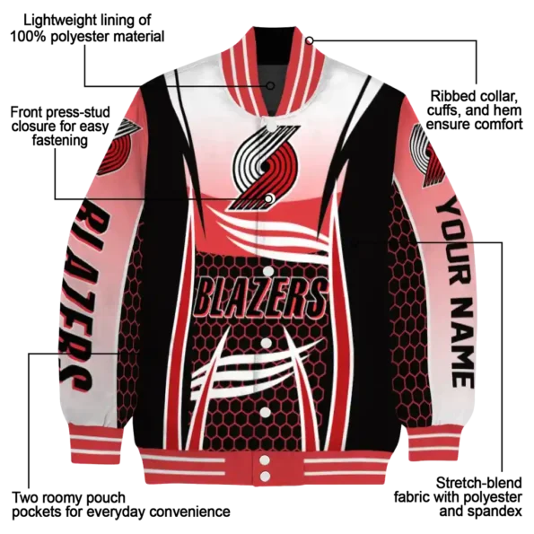 customized portland trail blazers mesh effect red black varsity jacket new arrival.webp