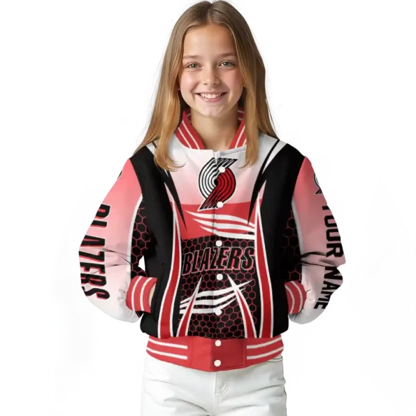 customized portland trail blazers mesh effect red black varsity jacket top rated.webp