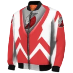 customized portland trail blazers v stripes red white bomber jacket best selling