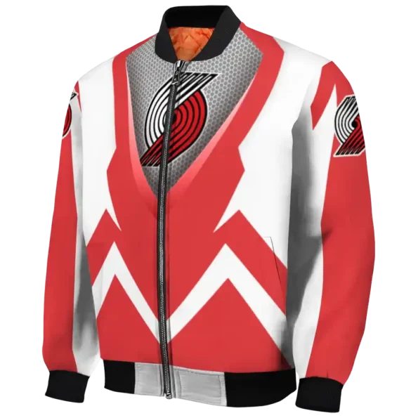 customized portland trail blazers v stripes red white bomber jacket best selling