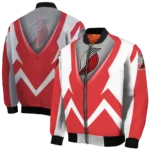 customized portland trail blazers v stripes red white bomber jacket best selling