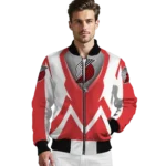 customized portland trail blazers v stripes red white bomber jacket best selling