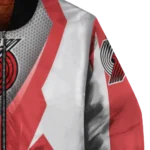 customized portland trail blazers v stripes red white bomber jacket best selling