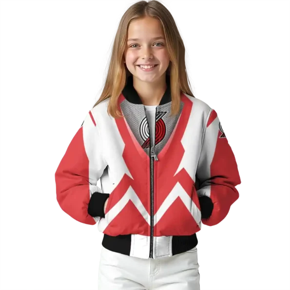 customized portland trail blazers v stripes red white bomber jacket top rated