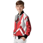 customized portland trail blazers v stripes red white bomber jacket best selling