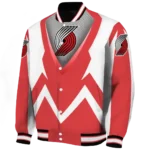 customized portland trail blazers v stripes red white varsity jacket best selling.webp