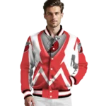 customized portland trail blazers v stripes red white varsity jacket best selling.webp